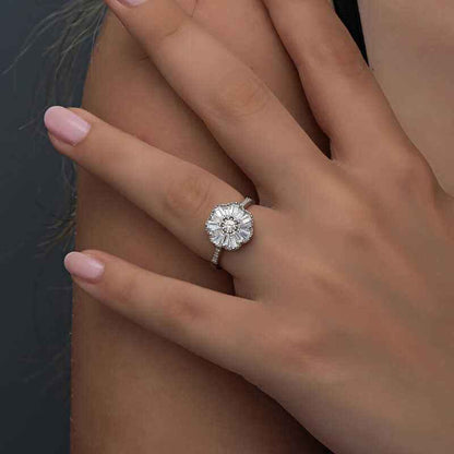 Baguette Stone Women's Silver Ring