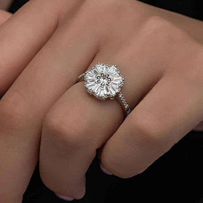 Baguette Stone Women's Silver Ring