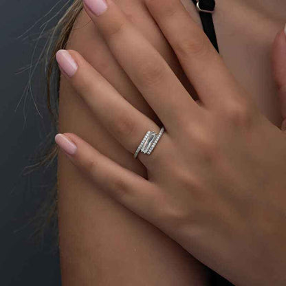 Baguette Stone Women's Silver Ring