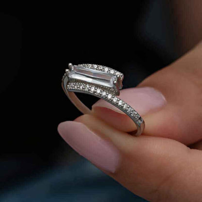 Baguette Stone Women's Silver Ring