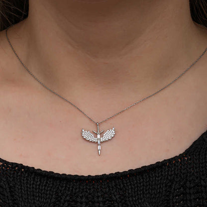 Baguette Stone Michael Sword Women's Silver Necklace