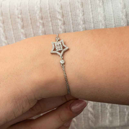 Baguette Stone Star Women's Silver Bracelet