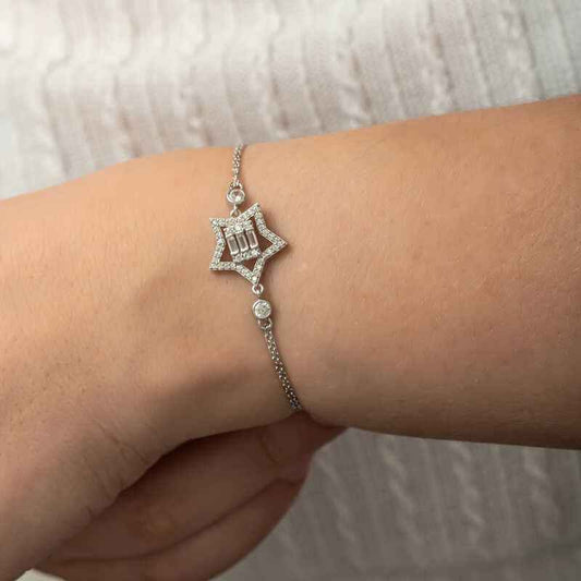 Baguette Stone Star Women's Silver Bracelet