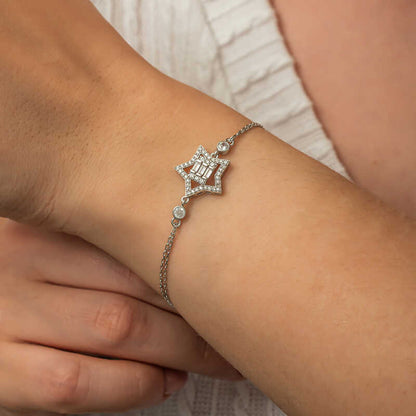 Baguette Stone Star Women's Silver Bracelet