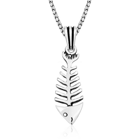 Collier en argent squelette de poisson
