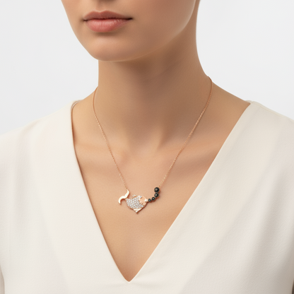 Collier Poisson en argent plaqué or rose pour femme