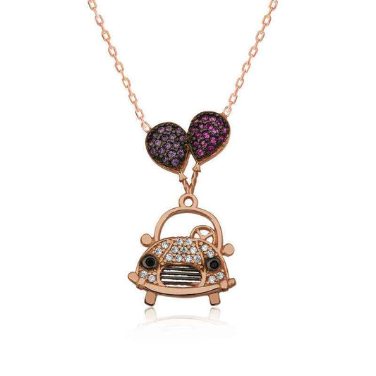 Balloon Car Women's Rose Plated Silver Necklace