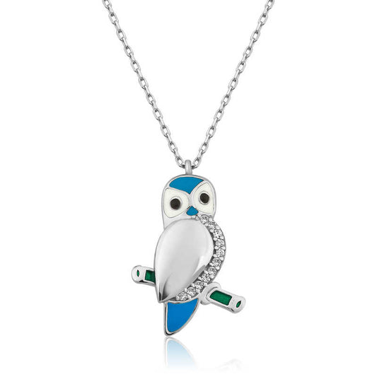 Collier en argent pour femme avec hibou