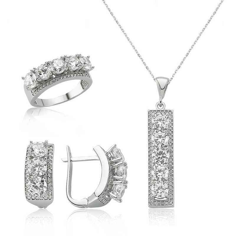 5 Stone Women's Silver Set