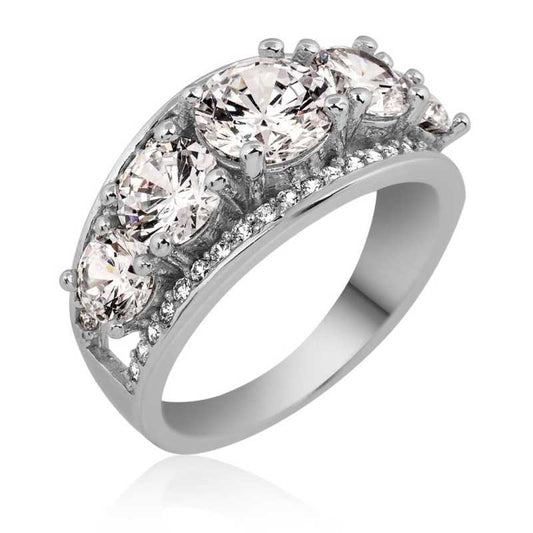 Bague en argent filigrané à 5 pierres pour femme 