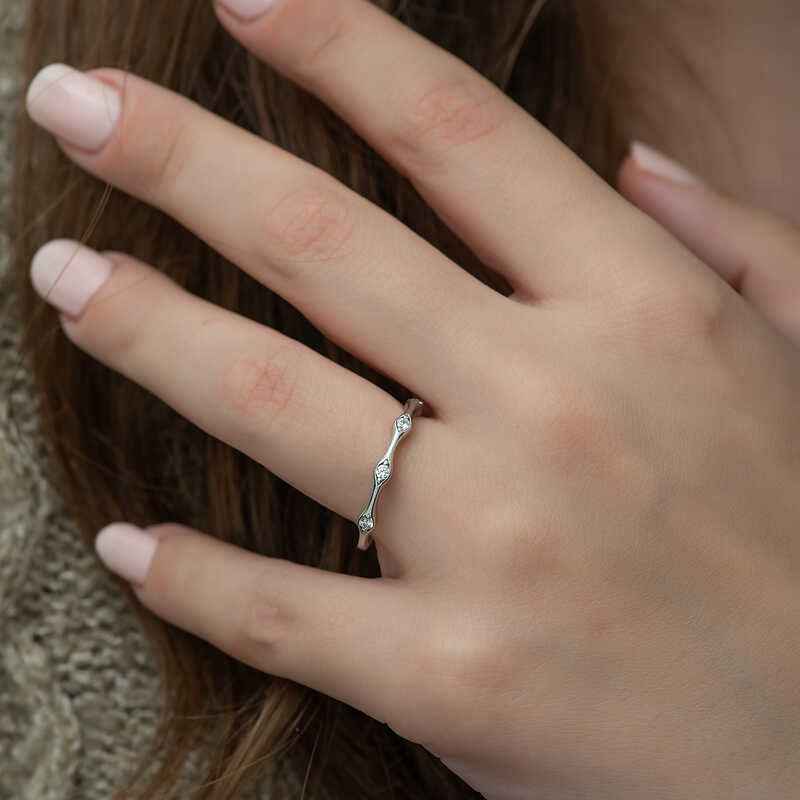 Five-Stone Shuttle Women's Silver Ring