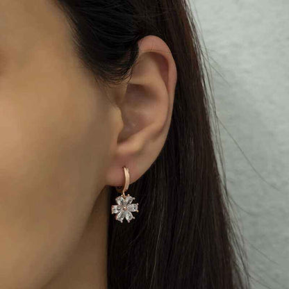 White Flower Women's Rose Plated Silver Earrings