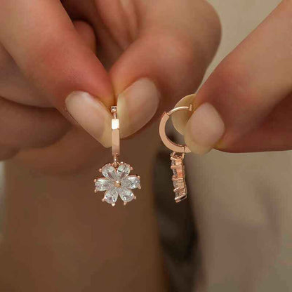 White Flower Women's Rose Plated Silver Earrings