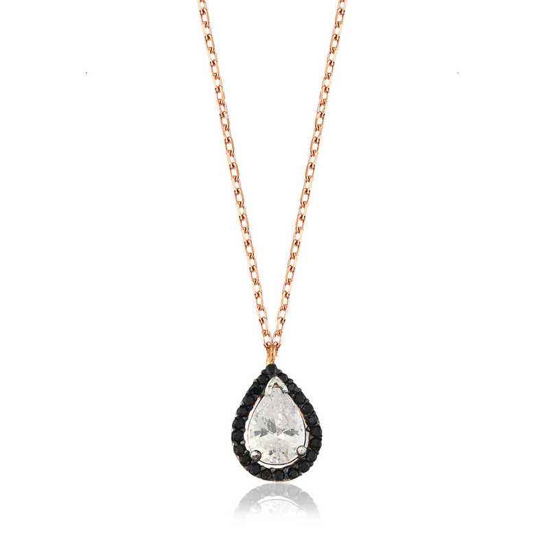 White Drop Women's Rose Plated Silver Necklace