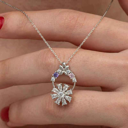 White Rotating Flower Women's Silver Pendant