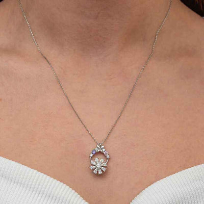 White Rotating Flower Women's Silver Pendant