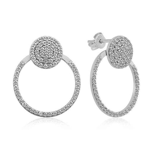 White Hoop Silver Earrings