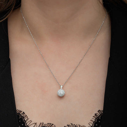 White Crystal Stone Women's Silver Necklace