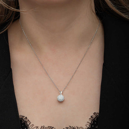 White Crystal Stone Women's Silver Necklace