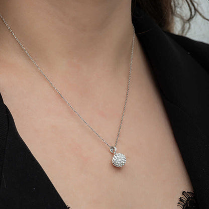 White Crystal Stone Women's Silver Necklace
