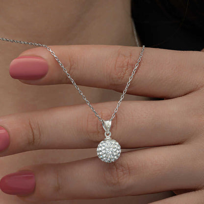 White Crystal Stone Women's Silver Necklace