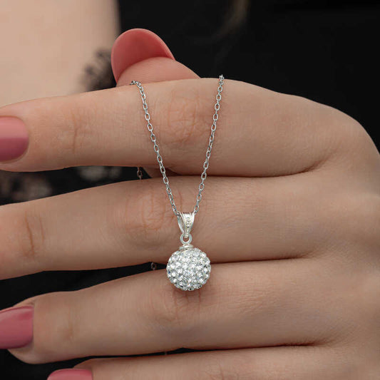 White Crystal Stone Women's Silver Necklace