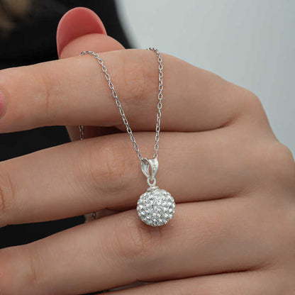 White Crystal Stone Women's Silver Necklace