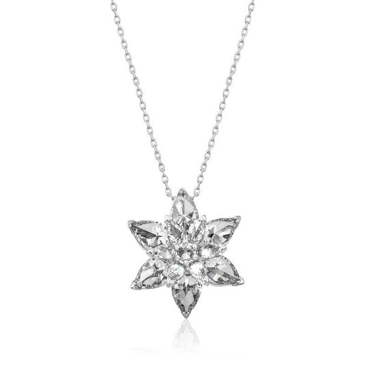 Weiße Lotusblüte Damen Silber Halskette