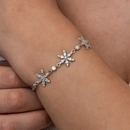 White Lotus Flower Women's Silver Bracelet