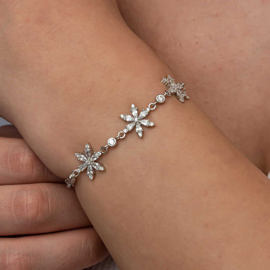 White Lotus Flower Women's Silver Bracelet