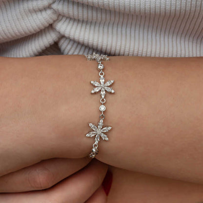 White Lotus Flower Women's Silver Bracelet