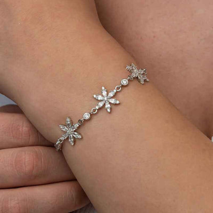 White Lotus Flower Women's Silver Bracelet