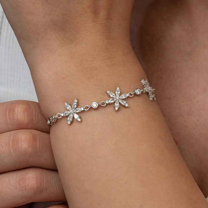 White Lotus Flower Women's Silver Bracelet