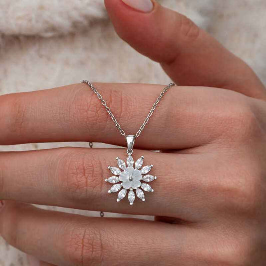 White Magnolia Flower Women's Silver Necklace