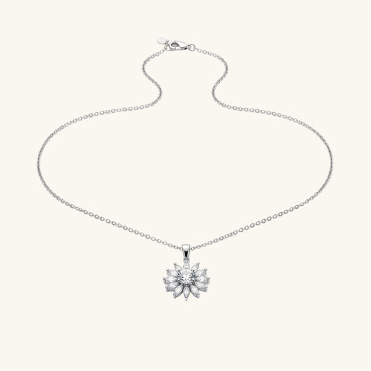 White Magnolia Flower Women's Silver Necklace
