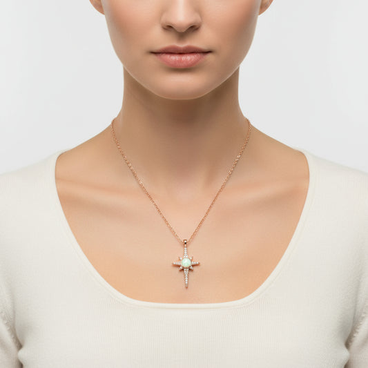 Nordstern-Silberkette mit weißem Opalstein