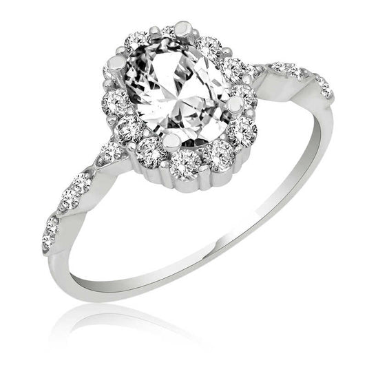 Bague en argent pour femme avec pierre ovale blanche