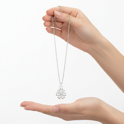 Weiße Liebesblume Damen Silber Halskette