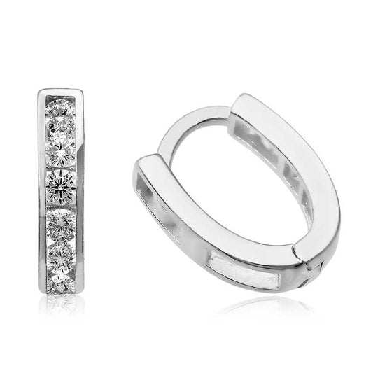 Boucles d'oreilles en argent pour femme avec pierre blanche
