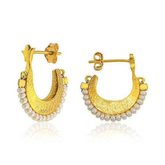 White Stone Bohemian Stud Women's Silver Earrings
