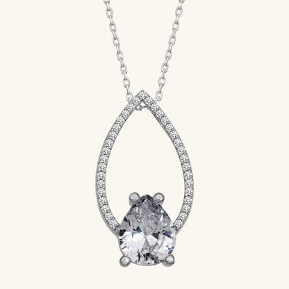White Stone Drop Women's Silver Pendant