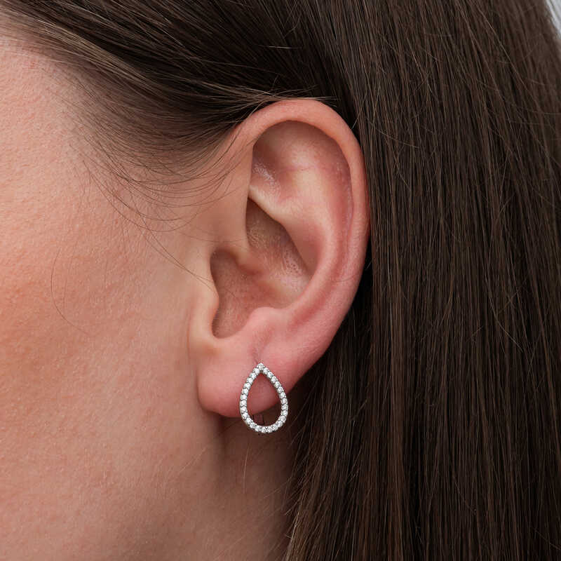 Boucle d'oreille en argent pour femme avec pierre blanche