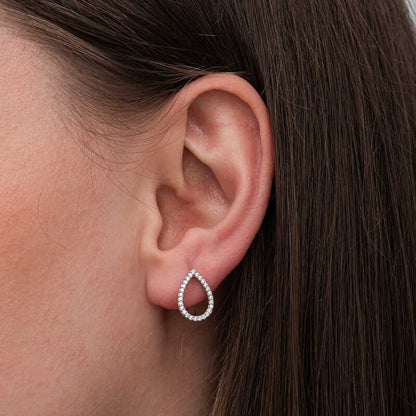 Boucle d'oreille en argent pour femme avec pierre blanche