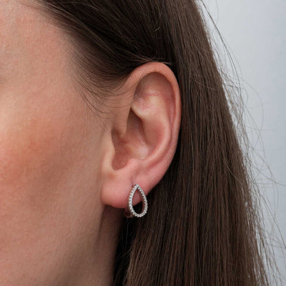Boucle d'oreille en argent pour femme avec pierre blanche