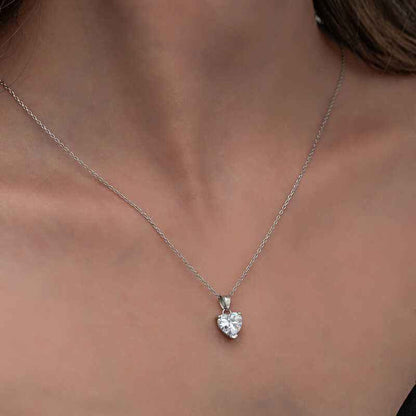 White Stone Heart Women's Silver Pendant