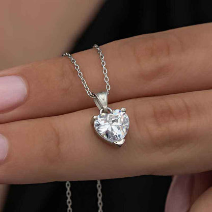 White Stone Heart Women's Silver Pendant