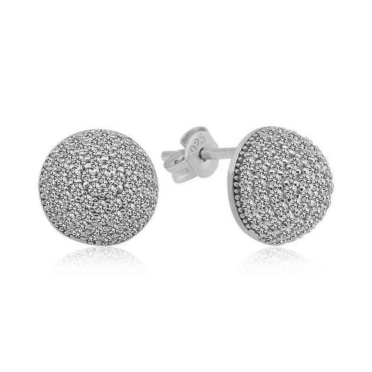 White Stone Ball Women's Silver Earrings