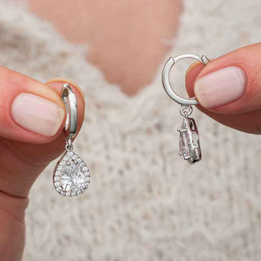 White Zircon Stone Drop Women's Silver Earring