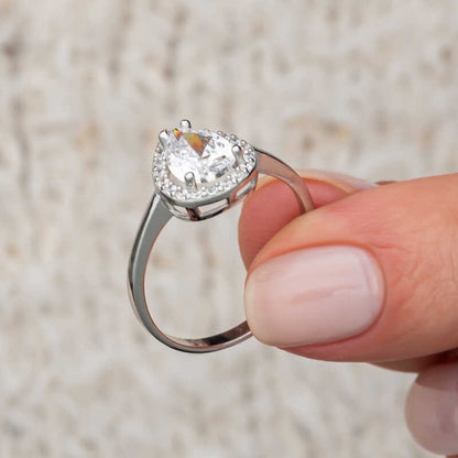 Bague en argent pour femme avec pierre de zircone blanche