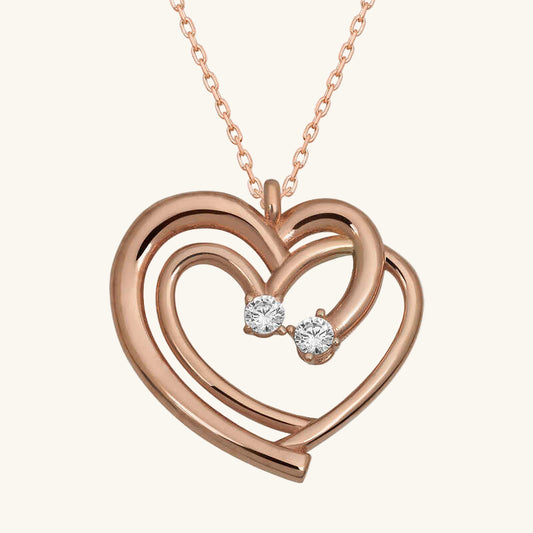 Rose Plated United Hearts Women's Silver Necklace